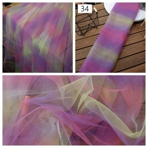 Ombre tulle fabric, Fantasy Rainbow Color tulle lace For Curtain, Veil Supply, Voile Dress Fabric, Princess dress, by 1 yard #34