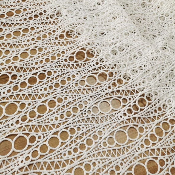 Venice Guipure Lace Fabric in off White Unique Hollow Out Crochet