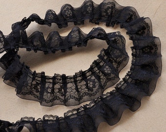 Black Ruffled Lace Trim for Bridal, Baby, Housewares, Sewing, Crafts, by 2 yards