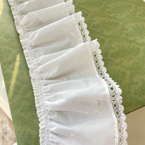 Zarter Baumwollbesatz mit Ösenkante, Faltenbesatz, cremefarbener Rüschenbesatz für DIY-Accessoire-Kostüm, Manschette, Kostümkragen-Design, 1 Yard