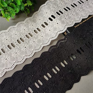 Embroidery Symmetry cotton lace trim, Retro Cotton flowers Eyelets trim, embroidery sash belt lace trim,  Cotton lace, By 2 Yards