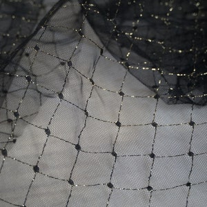 Print Gold Rhombic Tulle lace Fabric, Black mesh for  Flower Girl Dress, Evening Gowns, DIY crafts, By 1 Yard