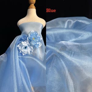 Aqua Schimmer Organza spitze stoff, Glanz schiere stoff Für Hochzeitskleid, Fliege, Houte Couture, Fotografie, Kleid Futter, 1 Yard Blue