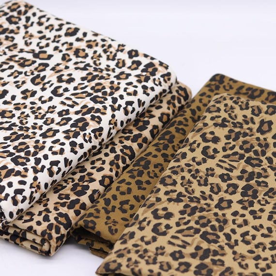 Vintage Leopard Cotton Fabric, High Quality Animal Printed Textile Fabric, For Coat, DIY Costumes, Tote Bag, Jacket, Dressmaking, By 1 Yard