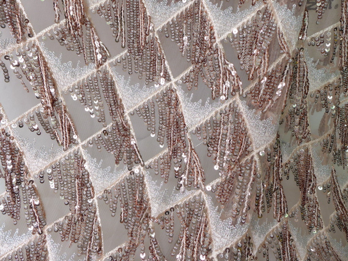 Fringe Sequins lace Fabric Crochet Fringe Paillette Sequins | Etsy