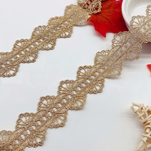 Vintage Gold Lace Trim, Scallop Borders Trim For Veil border,  Birthday Headband, Cosplay, Princess Crown, DIY Crafts, Lace Choker