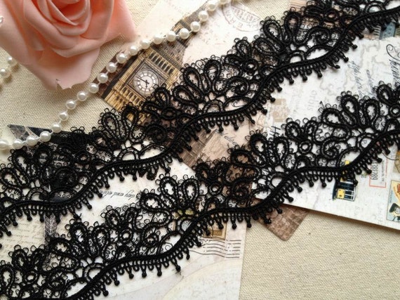 Black Lace Trim, Bracelet Lace, Exquisite Embroidered Lace, Vintage Black  Dress Trim, by 1 Yard - Etsy