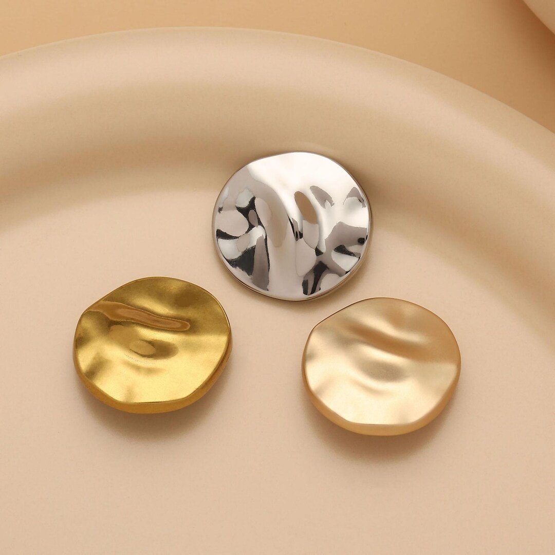 20 Pcs Unique Irregular Shank Metal Buttons, Uneven Silver / Gold ...