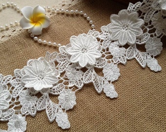 Off White Lace, Luxury Bridal Lace, Wedding Lace Trim for Bridal, Altered Couture or Art, Costume Design, by 1 Yard