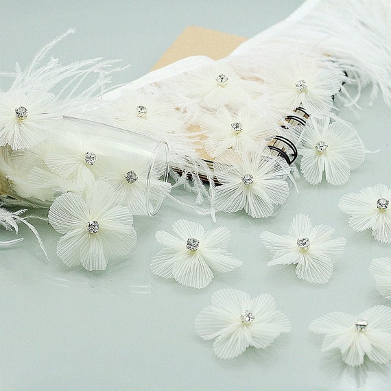 Fairy Organza 3D Flower Lace Applique, Colorful Crystal  display picture 2