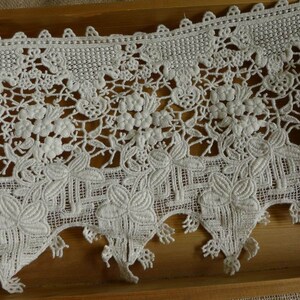 Wider Cotton Lace in Beige, Antique style Lace, Ecru Cotton Lace, Floral cotton trim for Wedding supply, DIY Crafts, By 1 yard image 3