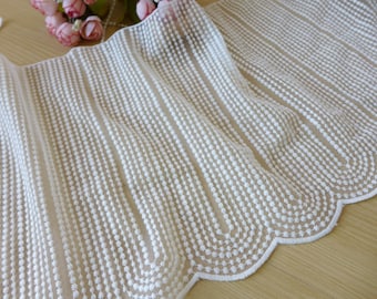 Delicate Embroidered Mesh Lace Off White Cotton Lace Fabric Trim 8.3" wide Lace, By 1 Yard