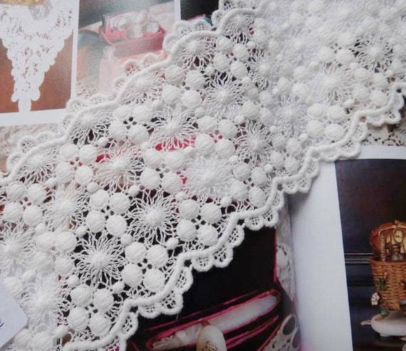 Crochet Lace Trim, Off White Lace Trim, Antique Lace Trim, 3.14 Inches wide, By 2 yards