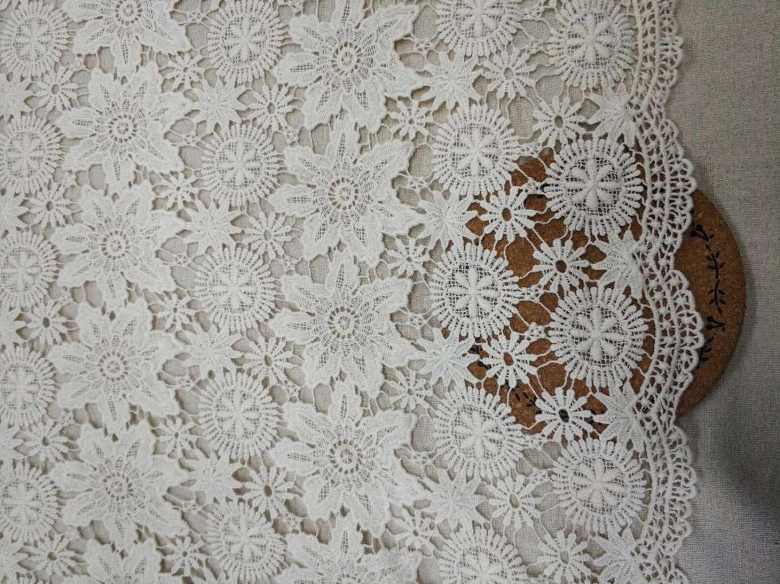 Vintage Style Cotton Fabric Beige Crochet Lace Fabric Women Etsy