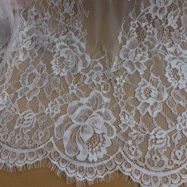 Elegant Chantilly Fabric Roses Floral Lace Wedding Fabric for Bridal, Bolero jacket, Bridesmaid, Mantilla veil, By 1 yard