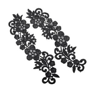 Black Venice Lace Applique, Floral lace applique for Bridal, Hair Flowers, Jewelry Design, Sewing Supplies, Garment sewing