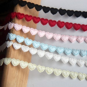 Véu de noiva com pequenos corações em renda, guarnição de renda em forma de coração, guarnição para costurar para bebê, fantasia de boneca, artesanato faça você mesmo, design de cesta de casamento