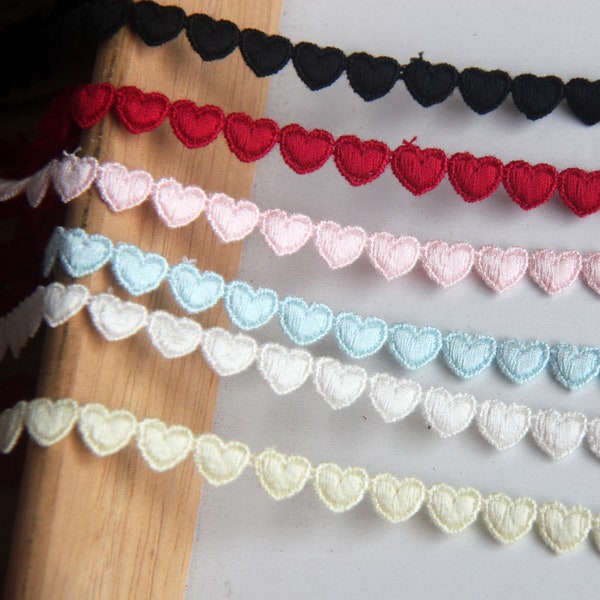 Small Hearts Bridal Veil Lace Trim, Tiny Love Heart lace trim, Sew on trim for Baby, Doll Costume, DIY Crafts, Wedding basket design