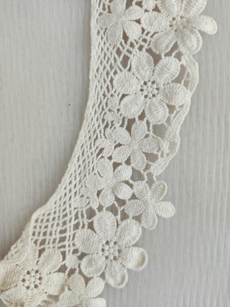 Cotton Collar, Beige Daisy Flower Collar, Collar Appliques, 1 Pair image 7