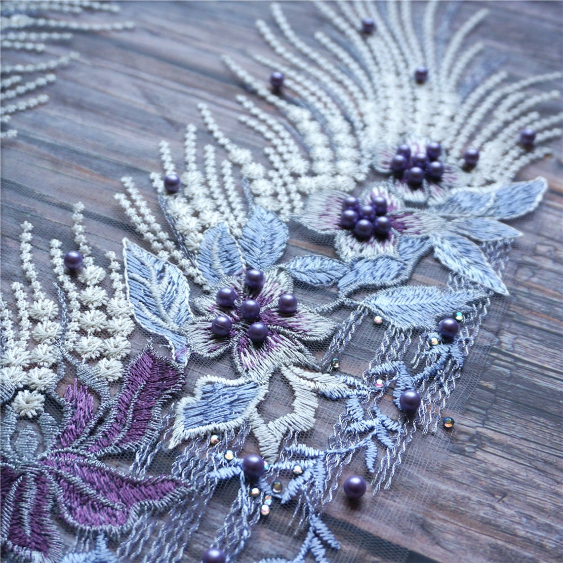 Purple Bodice applique Deluxe embroidery lace applique Etsy