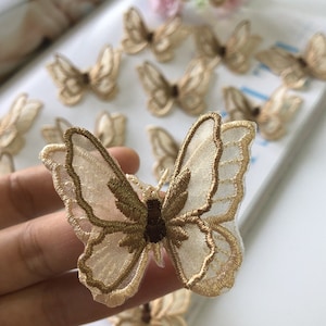 Fairy 3D Butterfly Applique, Sew On Butterfly, Organza Patch For Flower Girl Dress, Bracelet, Garment Sewing, Dress Applique