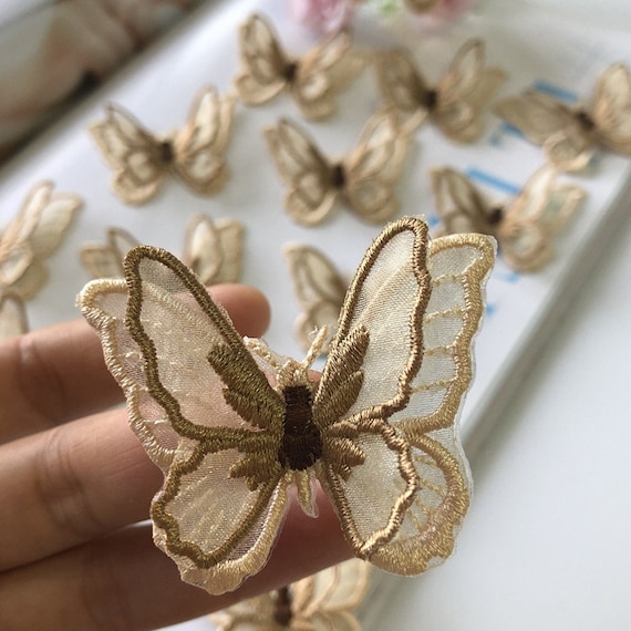 50 PCS Butterfly Lace Trim Double Layers Organza