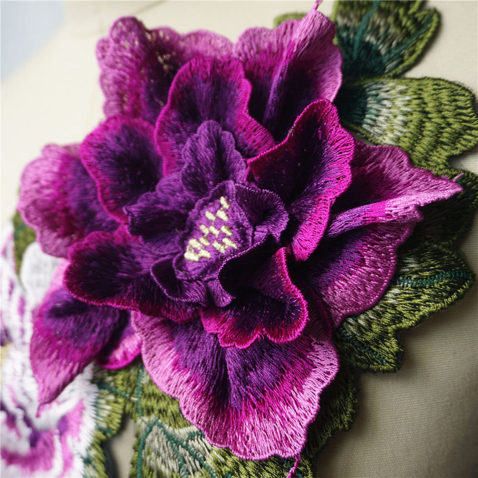 3D Embroidery Lace Applique 4 Layers Blooming Flower Bodice Etsy