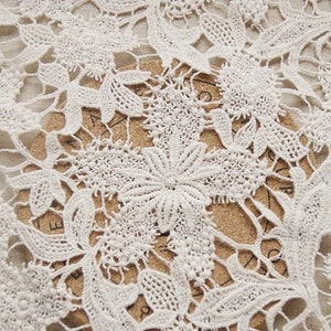 Chique Solid Off White Milk Silk Lace Fabric, Exquisite Guipure Lace Fabric Supplies, Bridal Lace Fabric, 47&#39;&#39; width, By 1 Yard