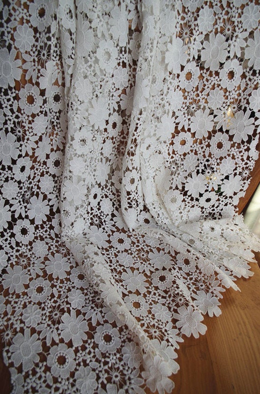 Delicate Floral Guipure Lace Fabric, Hollow Out Crochet Lace