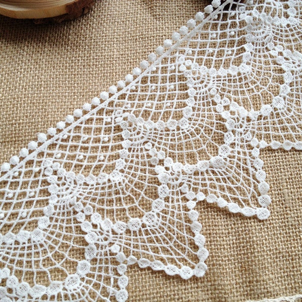 Cotton Crochet Lace, Vintage Cotton Lace, Off White Cotton Fabric, Hollow Out Lace, by 1 yard