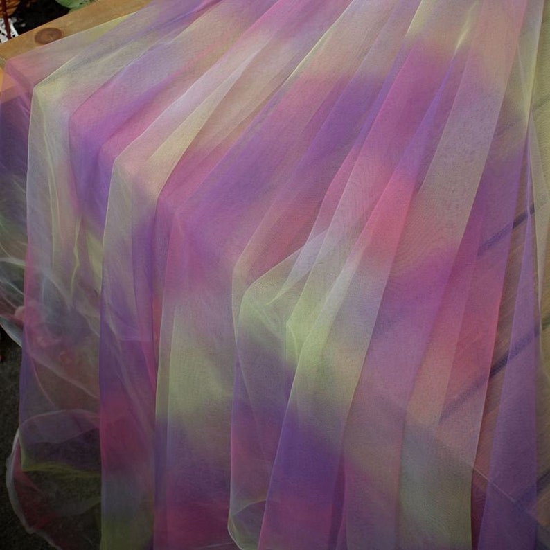 Ombre tulle fabric, Fantasy Rainbow Color tulle lace For Curtain, Veil Supply, Voile Dress Fabric, Princess dress, by 1 yard image 10