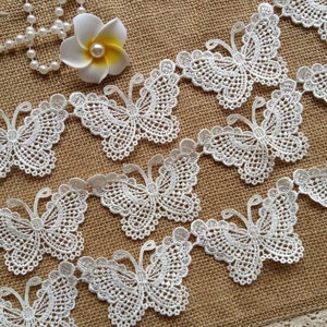 Pretty Butterfly Applique Lace Wedding Lace Trim for Bridal, Gift Wrap, Costume Design, By 2 Yards