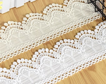 Latest Embroidery Scallop Flowers polka dot Lace Trim Cotton Lace Trim, Baby Dress trim, Doll cotton trim, Hem trim, Curtain trim