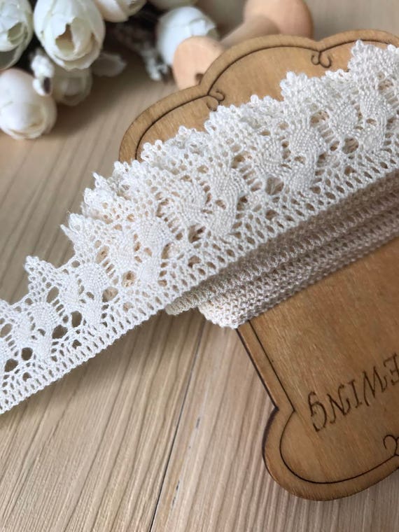 Items similar to Ecru crochet lace trim, Vintage cotton lace trim