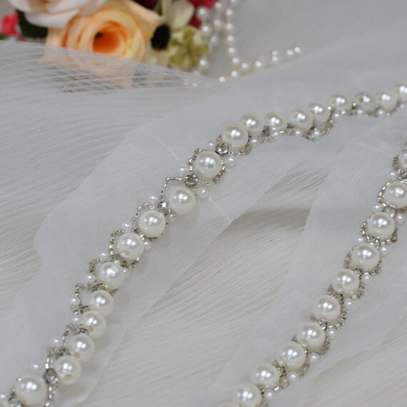 Nastro Passamaneria In Pizzo Con Perline E Fiori – 1,8m X 3cm, Ricamo Vintage Bianco Per Cucito Creativo, Abiti Da Sposa E Decorazioni