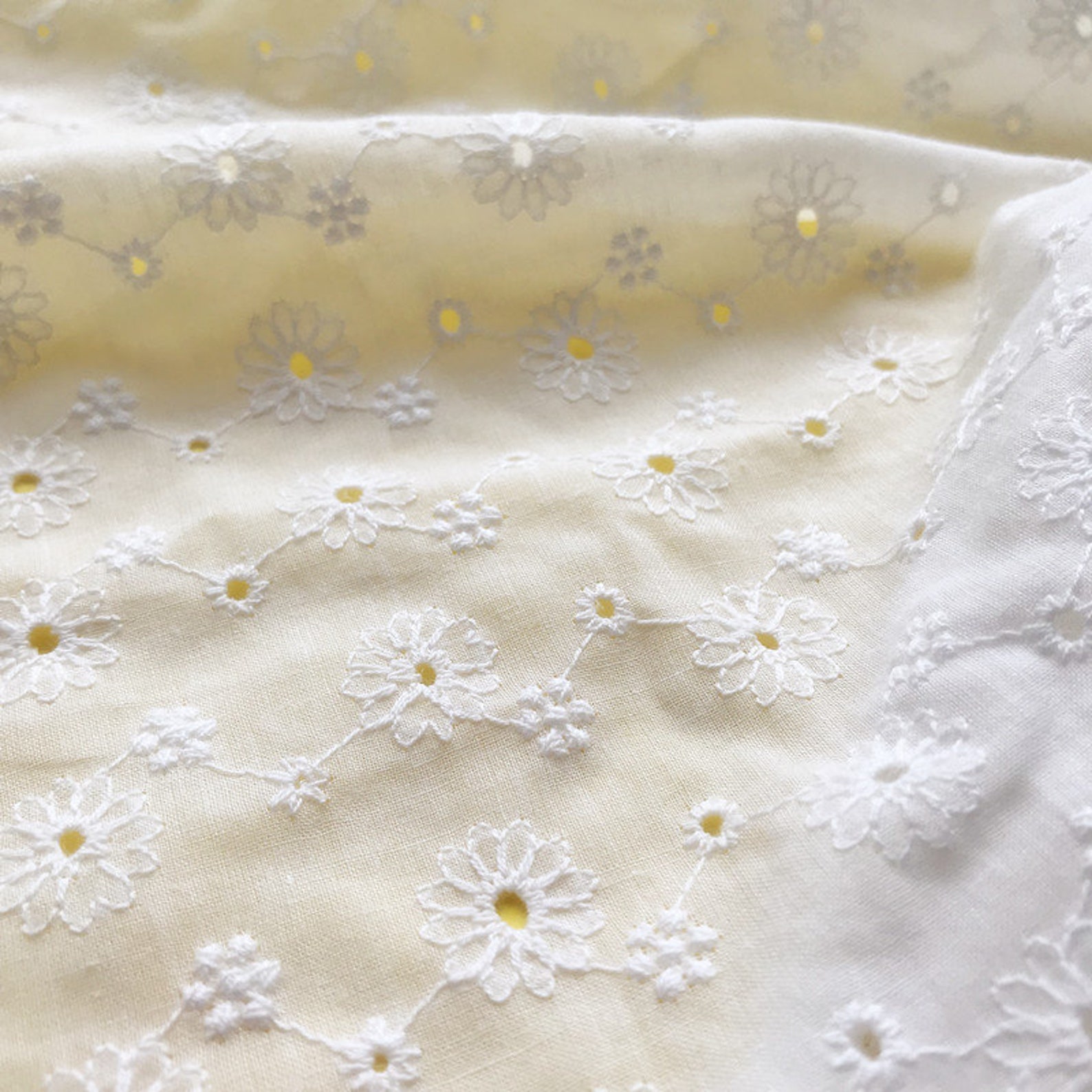 Pure Cotton Lace Fabric Eyelet Embroidery Flower Cotton Lace - Etsy