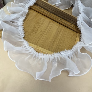 Dense Chiffon Pleated trim, Sheer Ruffled Frill trimming for Victorian Costumes, Collars, Doll's, DIY Craft Sewing, Cuff design, Home Decor