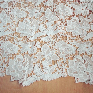 Stunning Heavy Off White Guipure Lace Fabric, Floral Guipure Lace Fabric, Bridal Lace Fabric For Prom, Evening Dress, Haute couture, 47.2''