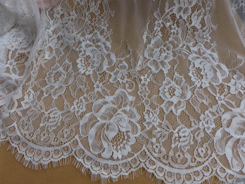 Elegant Chantilly Fabric Roses Floral Lace Wedding Fabric for | Etsy