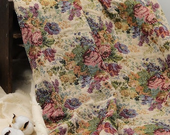 Tela Jacquard con diseño único de ramo de flores, con relieve floral estilo pintura al óleo, para ropa de mujer, confección de vestidos, bolsos y alfombras.