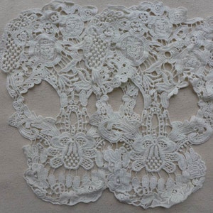 Off white Skull Applique, Cotton Lace Applique, Embroidery Skull Applique, Off white Skull Applique 2 pcs