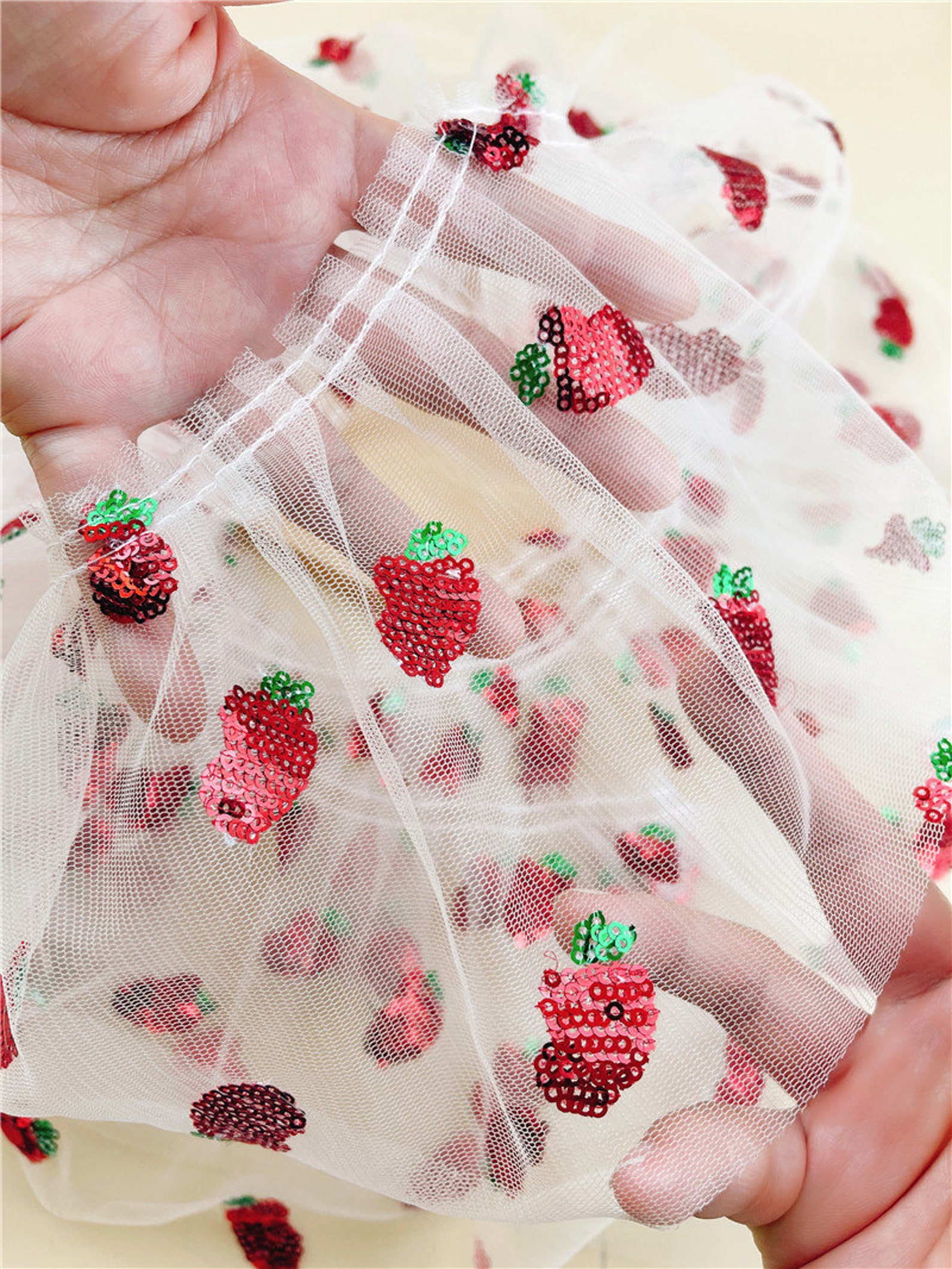 strawberry sequin tulle