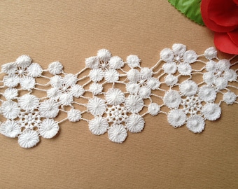 Venice Lace Trim, Off White Cotton Trim, Bridal Applique Trim For Craft And Fashion Projects, By 2 Yards