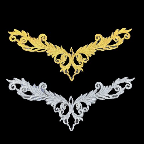 Appliques de dentelle régente de Venise dorées vintage, patch de corsage brodé de style baroque pour robe de reconstitution historique, bal de promo, accessoires, par 1 pièce