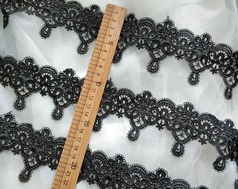 Spitze antik schwarz 9,5cm breit 1 Meter floral Spitzenborte Vintage lace 