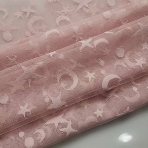 Flat Embroidery Stars Moons Lace Fabric, Soft tulle Cosmos Nylon Lace For Lace Top, Blouse, Sleeve, Shirt,  By 1 yard