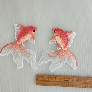 Vivid Goldfish Embroidered Mesh Patch, Cute Fish Iron-On Patch, Dance Dress Costume, Shoes, Millinery, Kid's Clothing Patch image 10