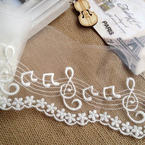 Off White Musical Note Lace Trims Wedding Lace  for Bridal, Cakes, Costume, Home Décor, by 2 yards