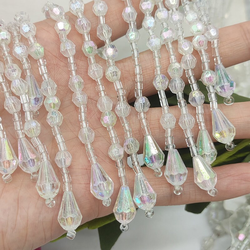 GorinsKani 1 Yards Crystal Gourd Droplets Fringe Beaded Lace Trim