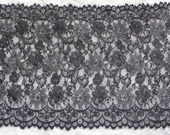 SALE Chantilly Lace Wider Black for Shawls, Mantilla, Victorian Gowns, Table Runner, Lingerie